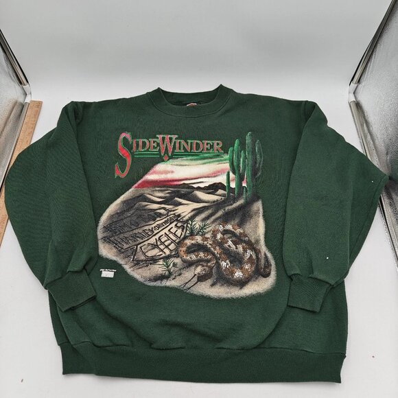 Vintage 90’s Harley Davidson Green RARE Side Winder Snake Crewneck Size Large - Picture 3 of 10